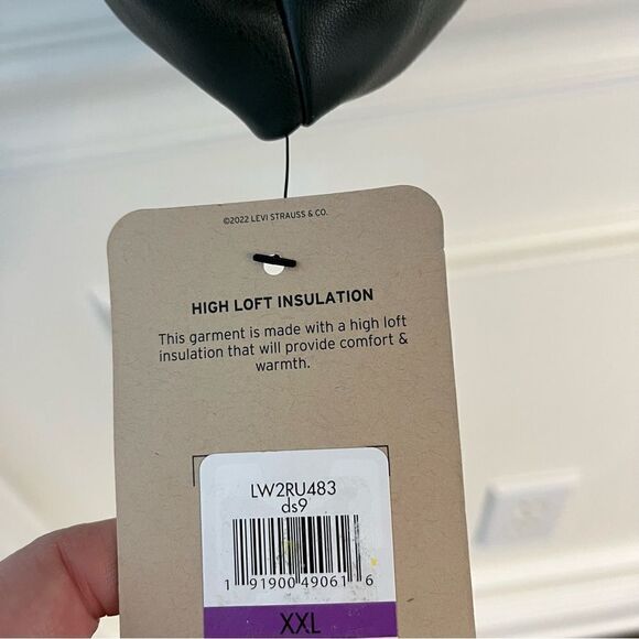 Levi Strauss Faux Leather Stand Collar Puffer Jacket, Spruce Green Size XXL NWT - Picture 9 of 11